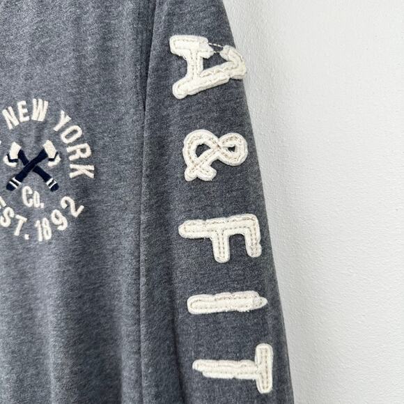 Abercrombie & Fitch Muscle Tee Long Sleeve Stitched Spell Out Gray Men's Medium - Picture 4 of 11